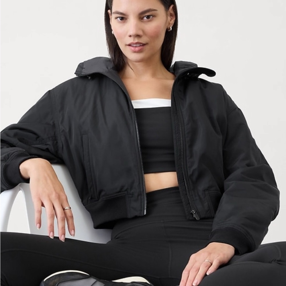 NWT Athleta Lucent Black Bomber jacket
